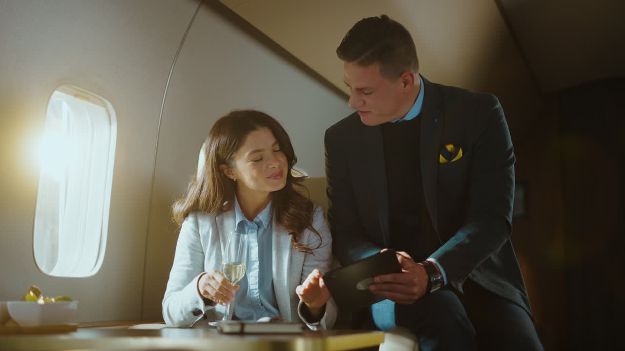 Business people on a private jet