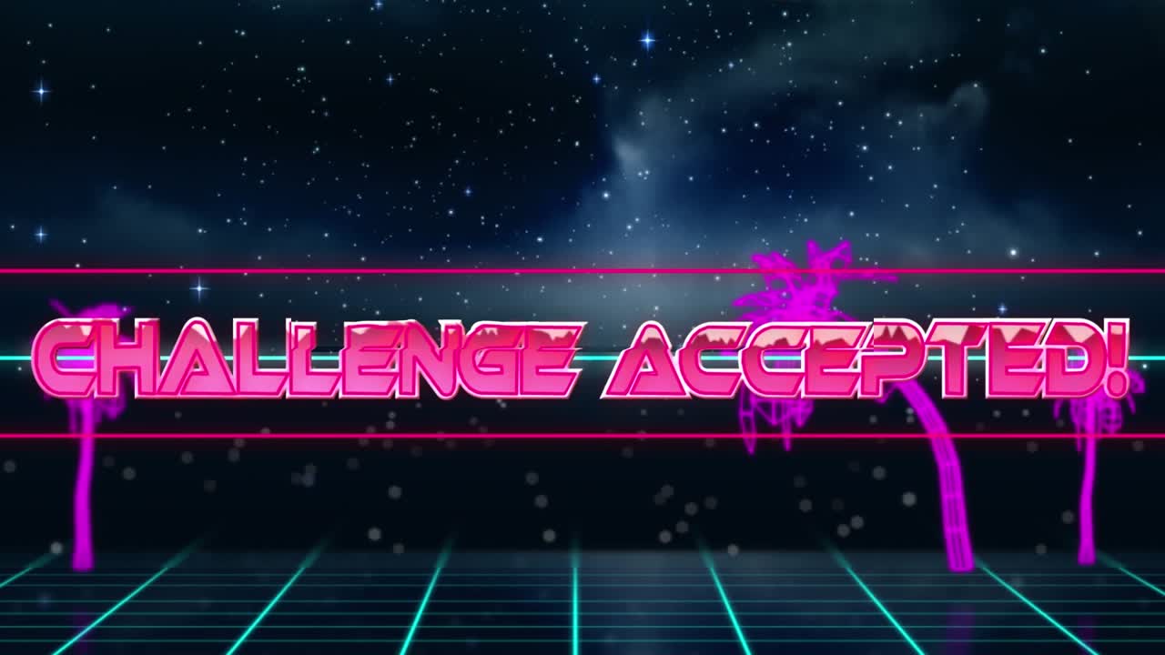 Animation of level up text over stars in the night sky
