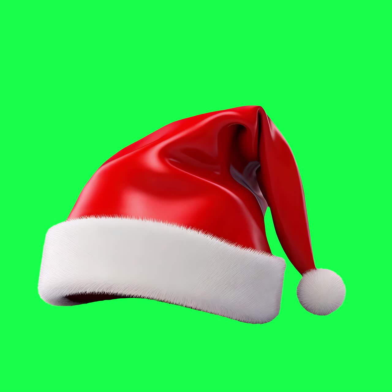 Festive red Santa hat isolated animation, transparent 4K video, green ...