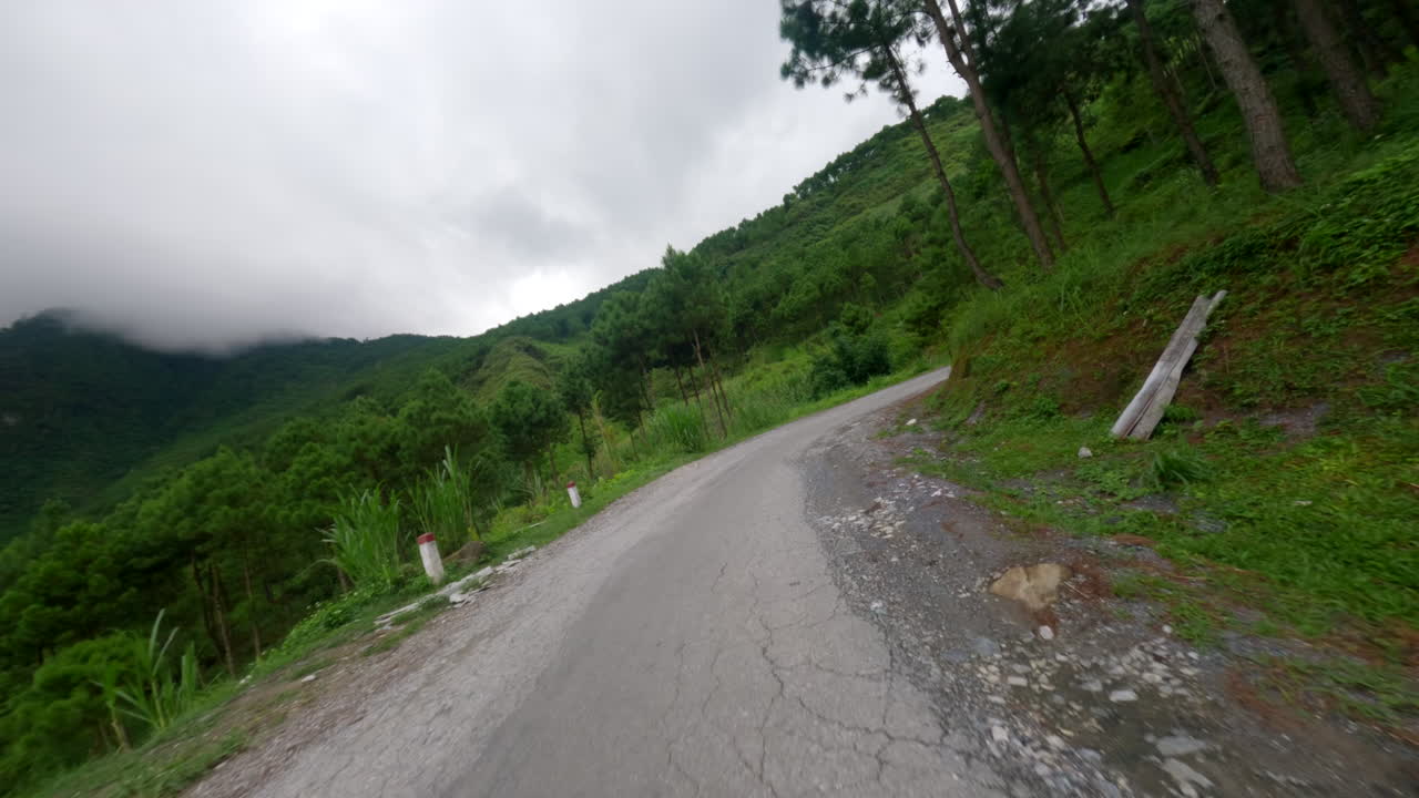 Overcast Sky Over Mountain Roads Of Hà Giang Province In Vietnam. POV Shot