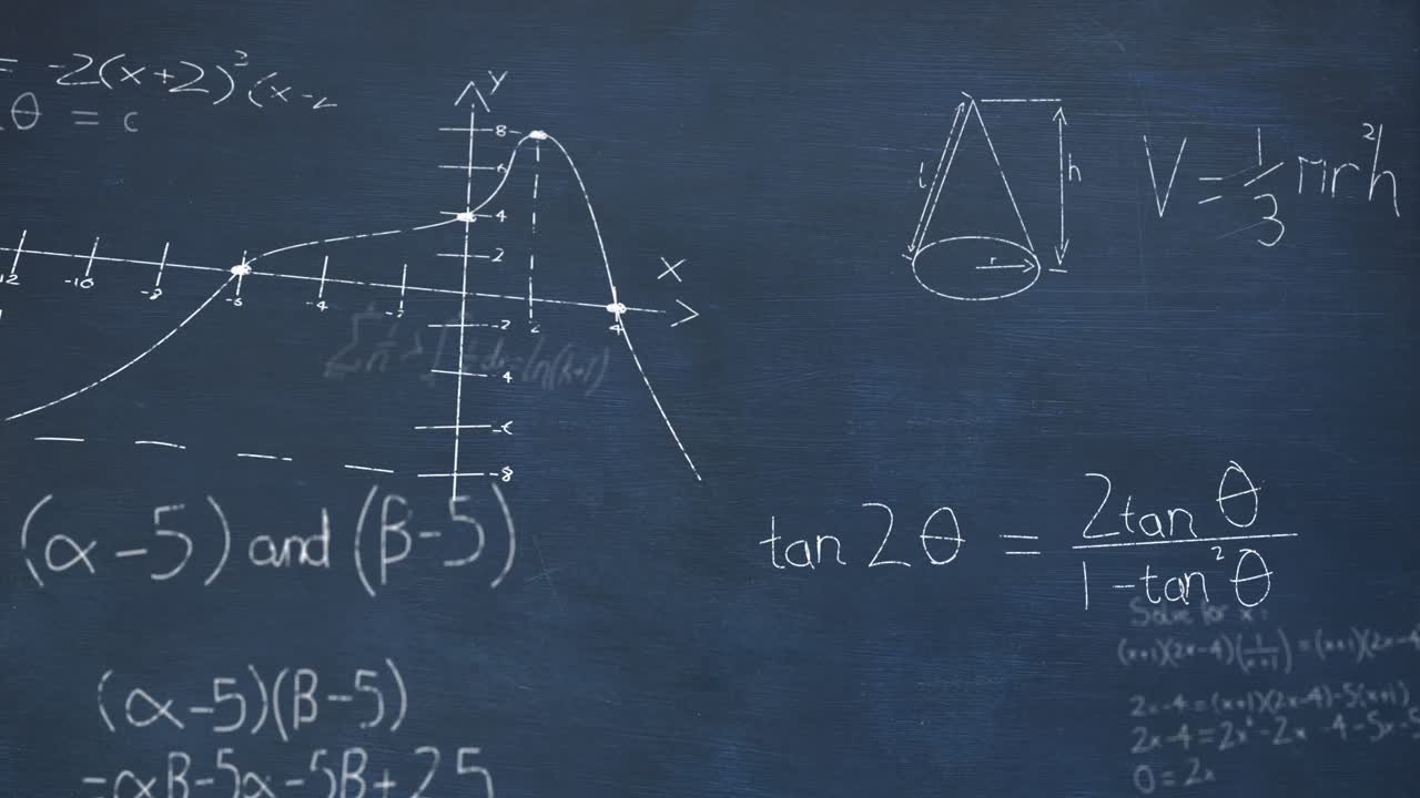 animación del procesamiento de datos matemáticos sobre un fondo azul
