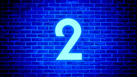 neon light number 2 two animation motion graphics modern on brick wall background