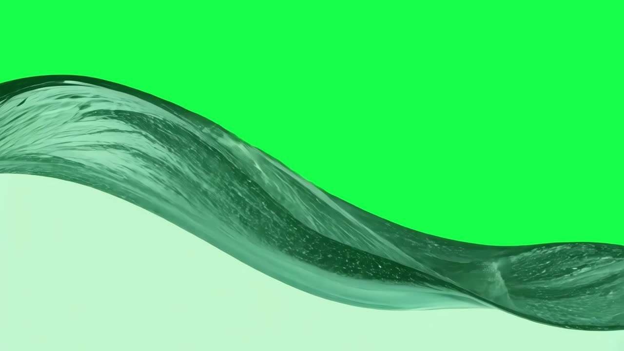 Abstract fluid wave motion animation, transparent 4K video, green ...