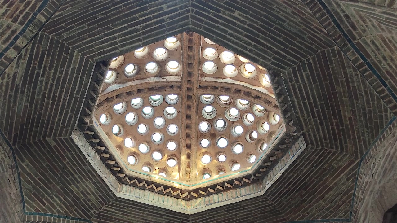 Low Angle View of Traditional Persian Brick Dome Ceiling