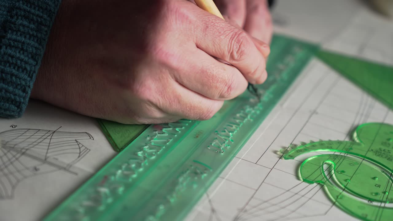 Design Artist using plastic alphabet stencil ruler template in Technical drawing project