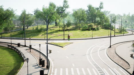 country asphalt road and green trees nature landscape in the summer