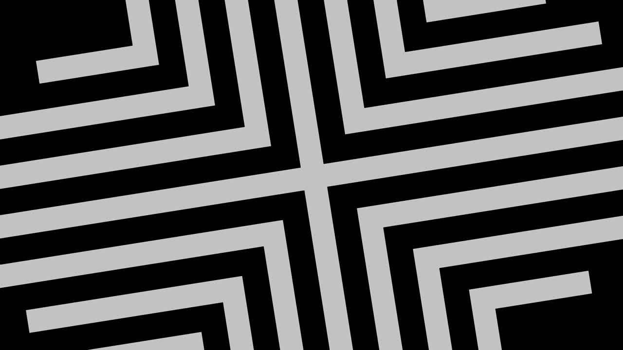 Graphic drawing in black and white with stroboscopic and hypnotic effect, while it rotates clockwise and increases in size.