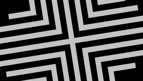 graphic drawing in black and white with stroboscopic and hypnotic effect, while it rotates clockwise and increases in size.