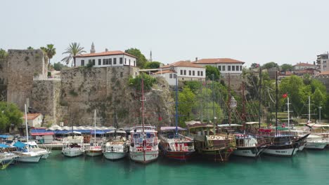 antalya marina with antalya castle