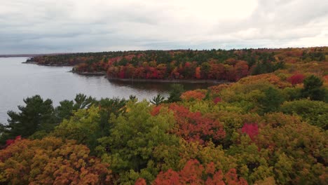 aerial drone shot of days lake with the clouds reflecting off the still-calm lake