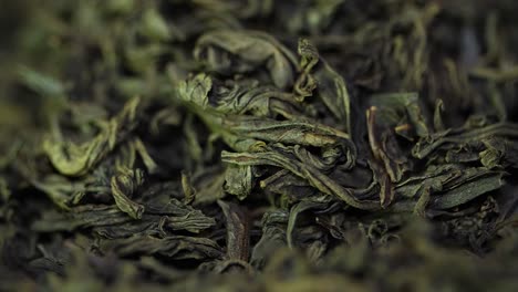 close-up of green tea leaves