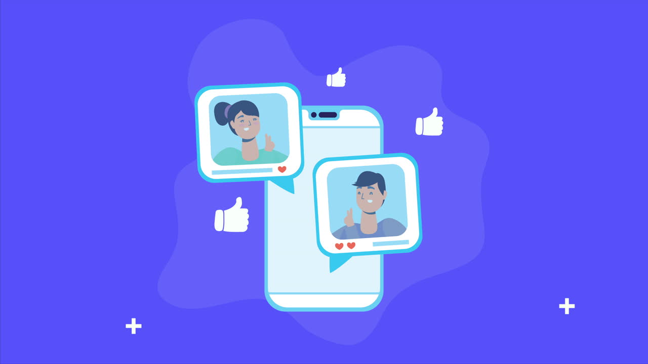 스마트 폰과 함께 거품에 있는 커플 소셜 미디어