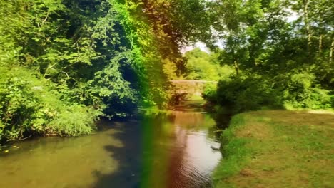 video of rainbow fog over moving countryside landscape