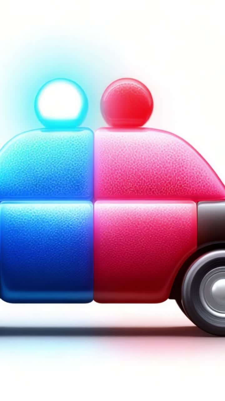 Buntes Spielzeugauto mit zwei Figuren: Ein spielerisches Design mit blauen und roten Figuren in einer stilisierten Fahrzeugumgebung, das Spaß und Fantasie hervorruft.