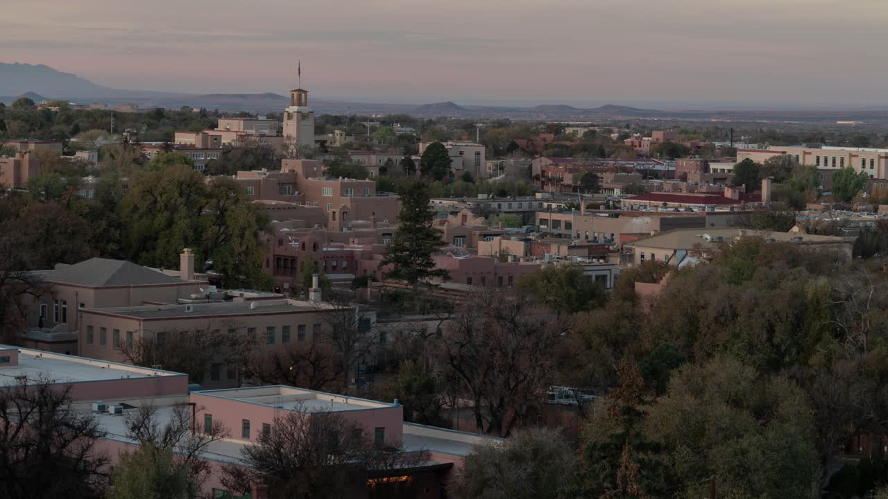 Santa Fe, New Mexico Cityscape at Sunset