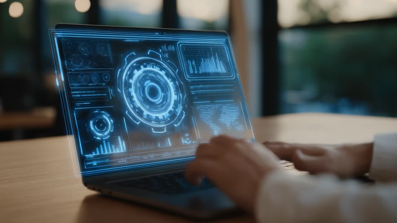 Exploring Advanced Technology Through Interactive Data Visualization on a Laptop Screen, Showcasing Stunning Graphical Interfaces and User Engagement