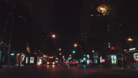 murcia city time lapse at night down gran via with long exposure on car lights