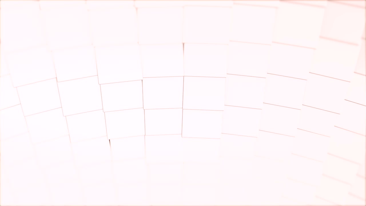 Gridded surface made of white cubes with black glowing around coming closer.