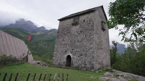lock-in tower of thethi in albania. - low angle shot