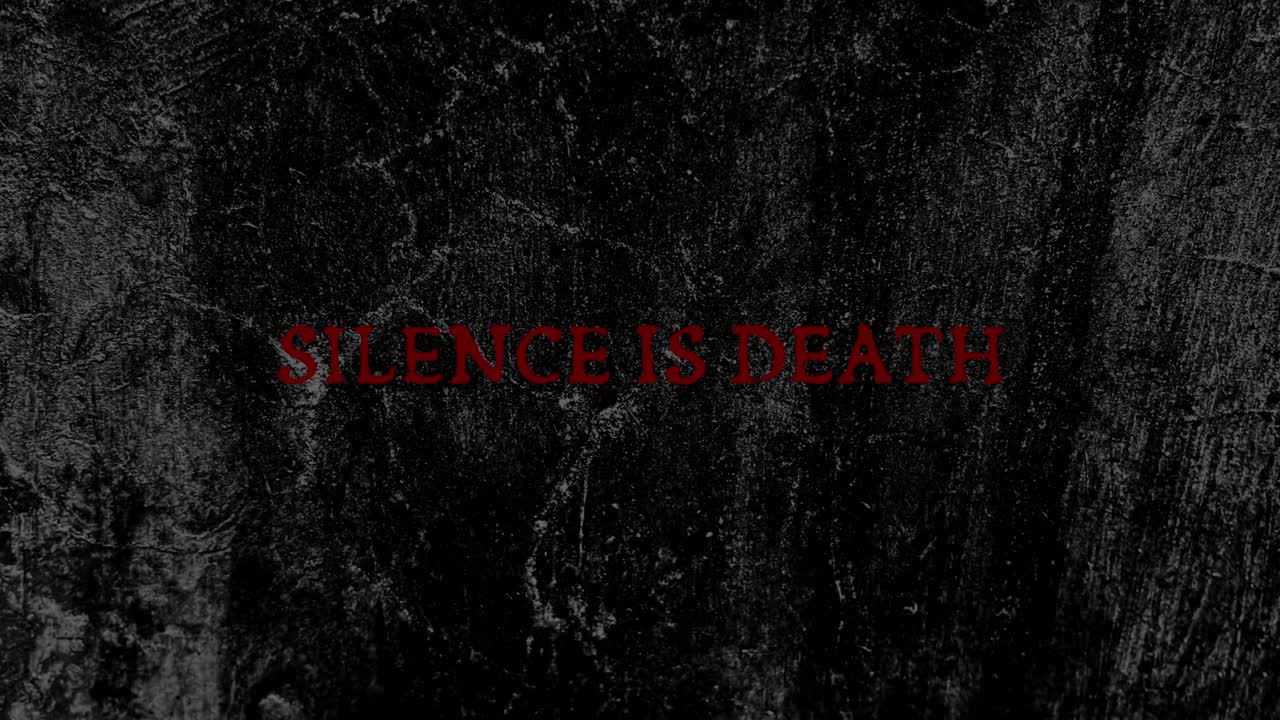 Red Text 'Silence Is Death' on Dark Grunge Background