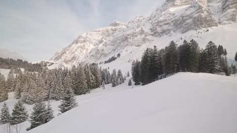 Swiss-Mountain-Saentis-in-the-alps-with-fresh-snow-and-fog