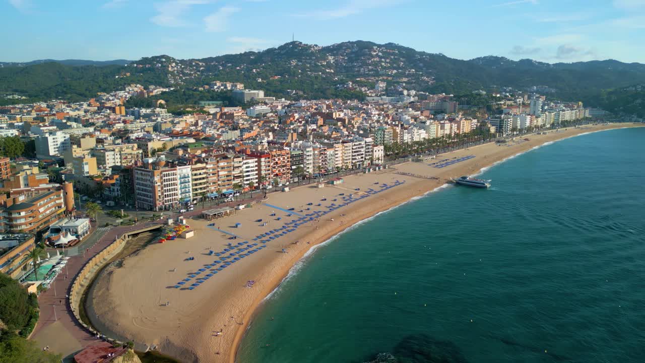 full view of Lloret De Mar beach on the Costa Brava of Gerona