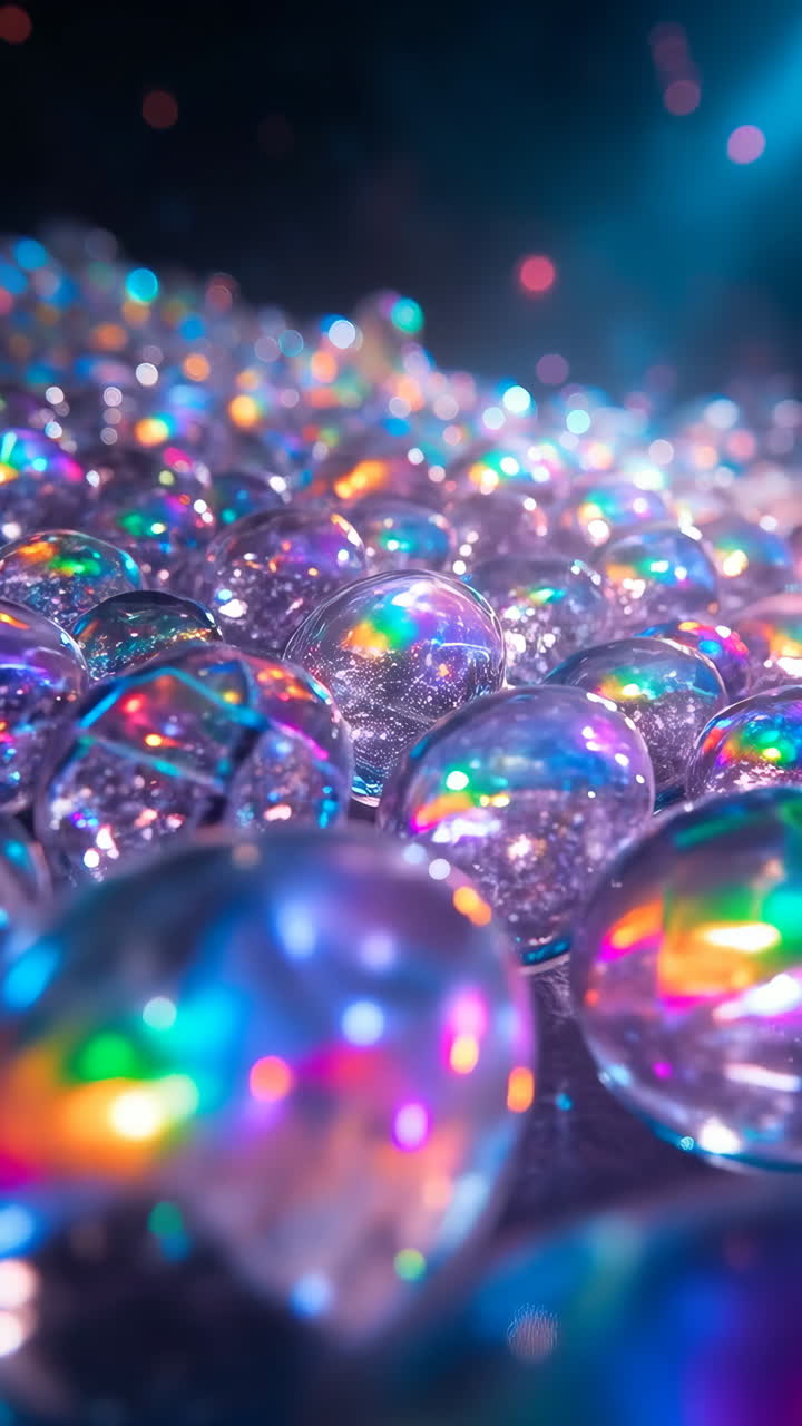 Vibrant Iridescent Spheres with Bokeh Glitter