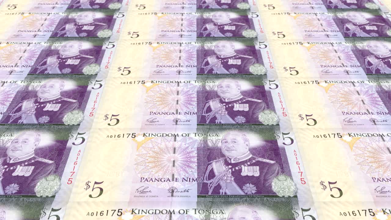 billetes de cinco paanga de tonga, dinero en efectivo, bucle