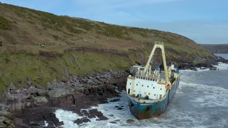 abandoned cargo ship that crashed into the south coast of ireland