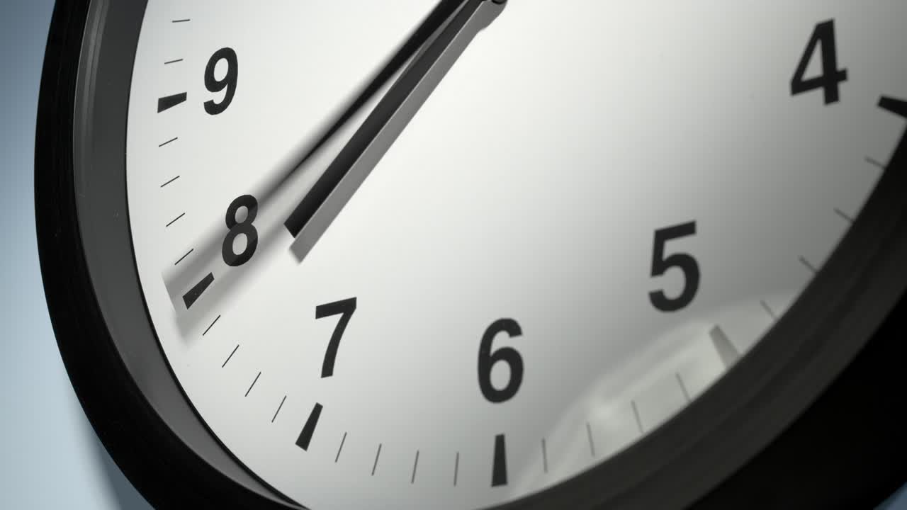Clock Face on Light Blue Wall in Time Lapse