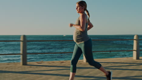 Running,-pregnant-and-fitness-with-a-woman-athlete