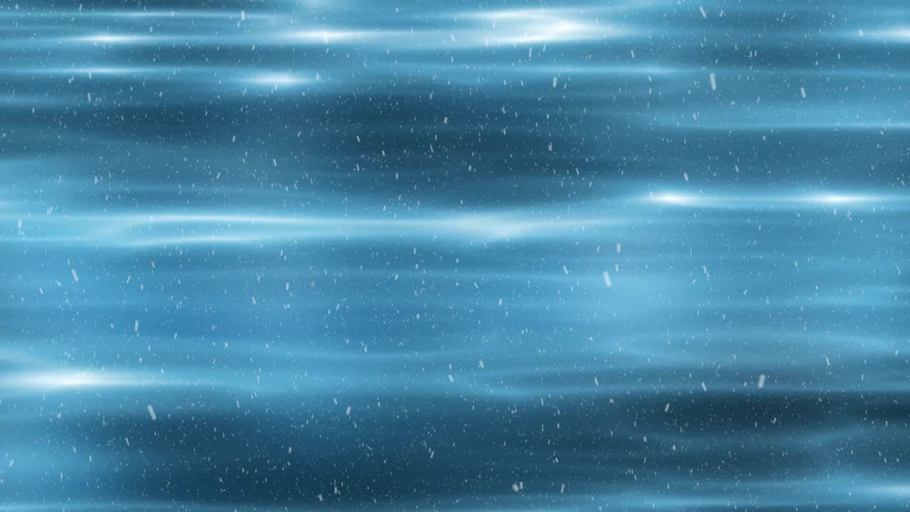 반이는 파란색 빛의 길 위에 내리는 눈의 애니메이션