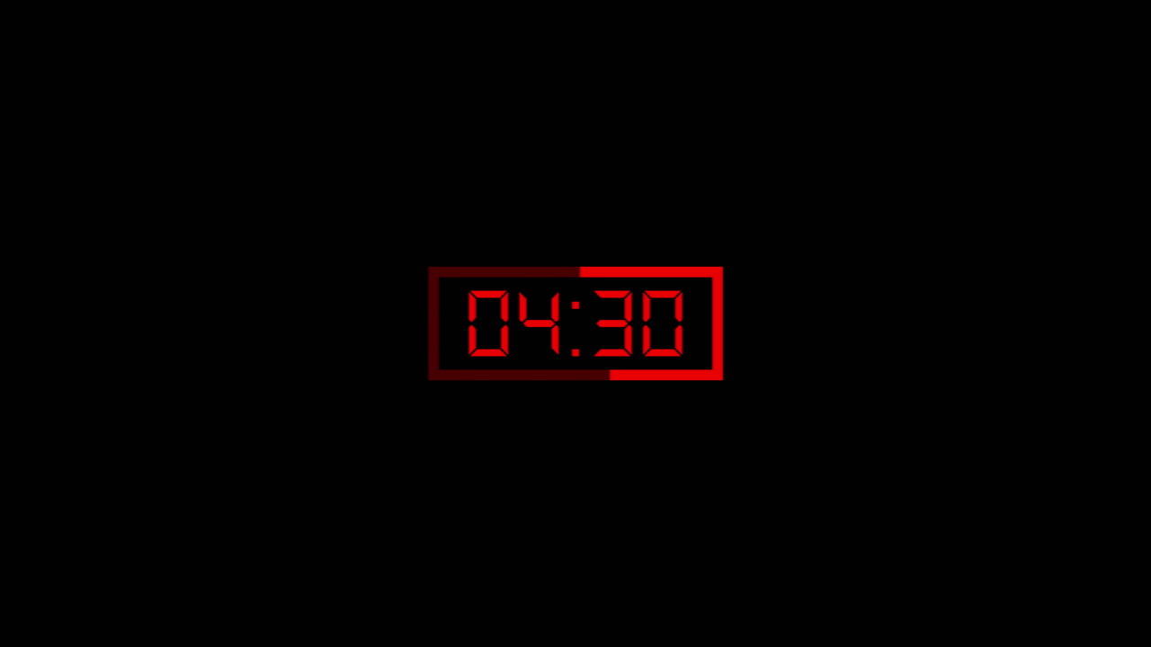 Digital Timer Counting Down with Red Numbers and Progress Bar