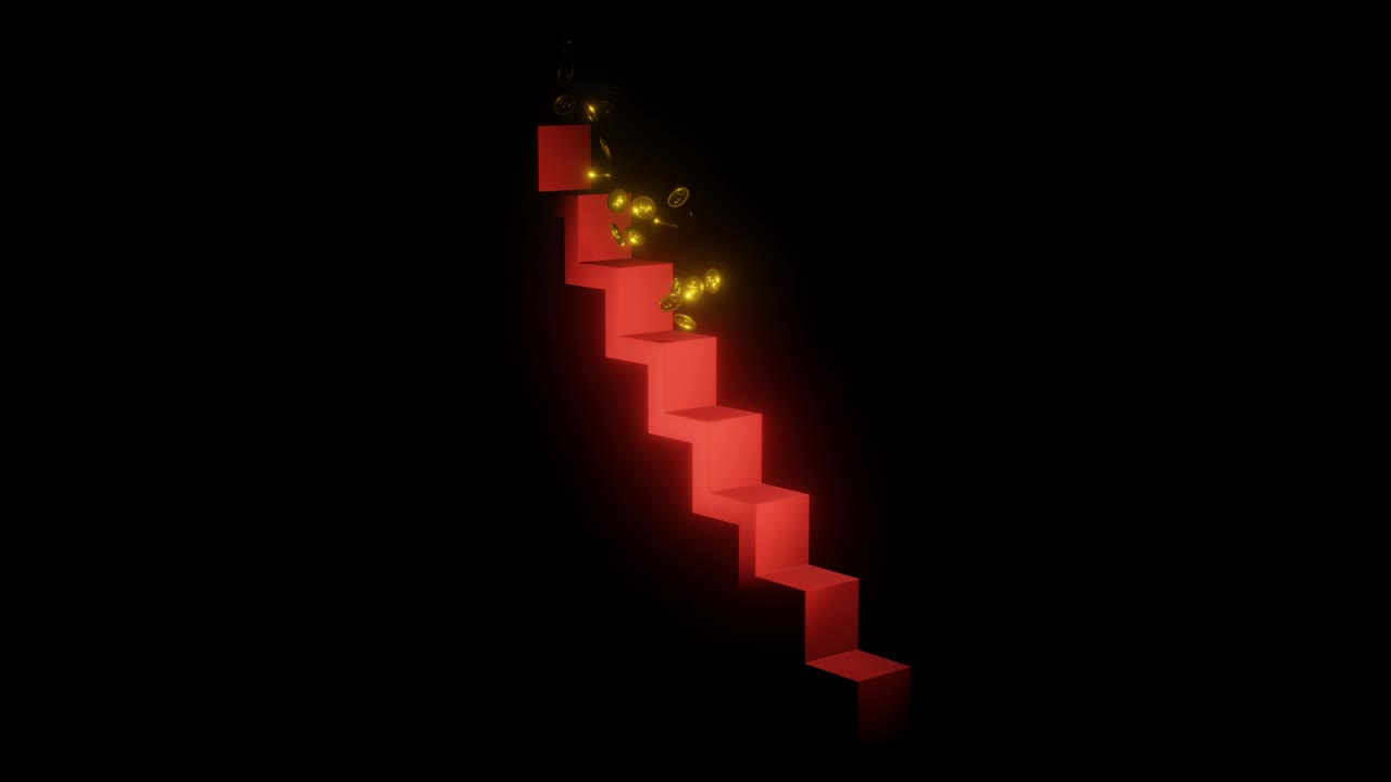Coins falling down the steps