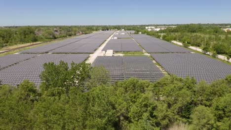 aerial view large solar power plant producing green renewable electrical energy