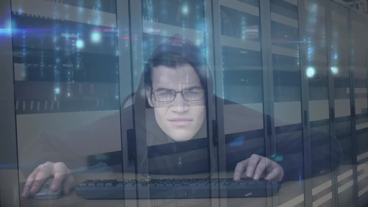 컴퓨터를 해킹하는 후드  ⁇ 의 애니메이션