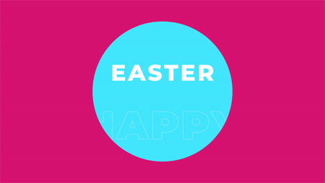 happy easter with blue circle on pink gradient