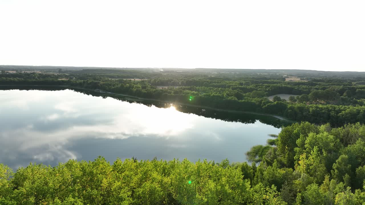 Aeria view of Osadnik Gaj&oacute;wka artificial lake in Gmina Przykona, within Turek County, Greater Poland Voivodeship, Poland