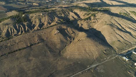 aerial view of dry hills and valley