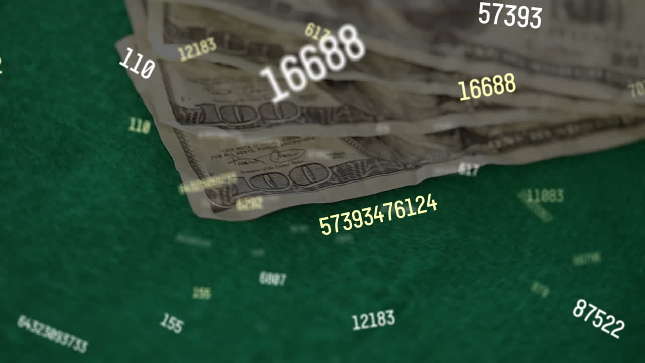 Animation of falling numbers over dolars