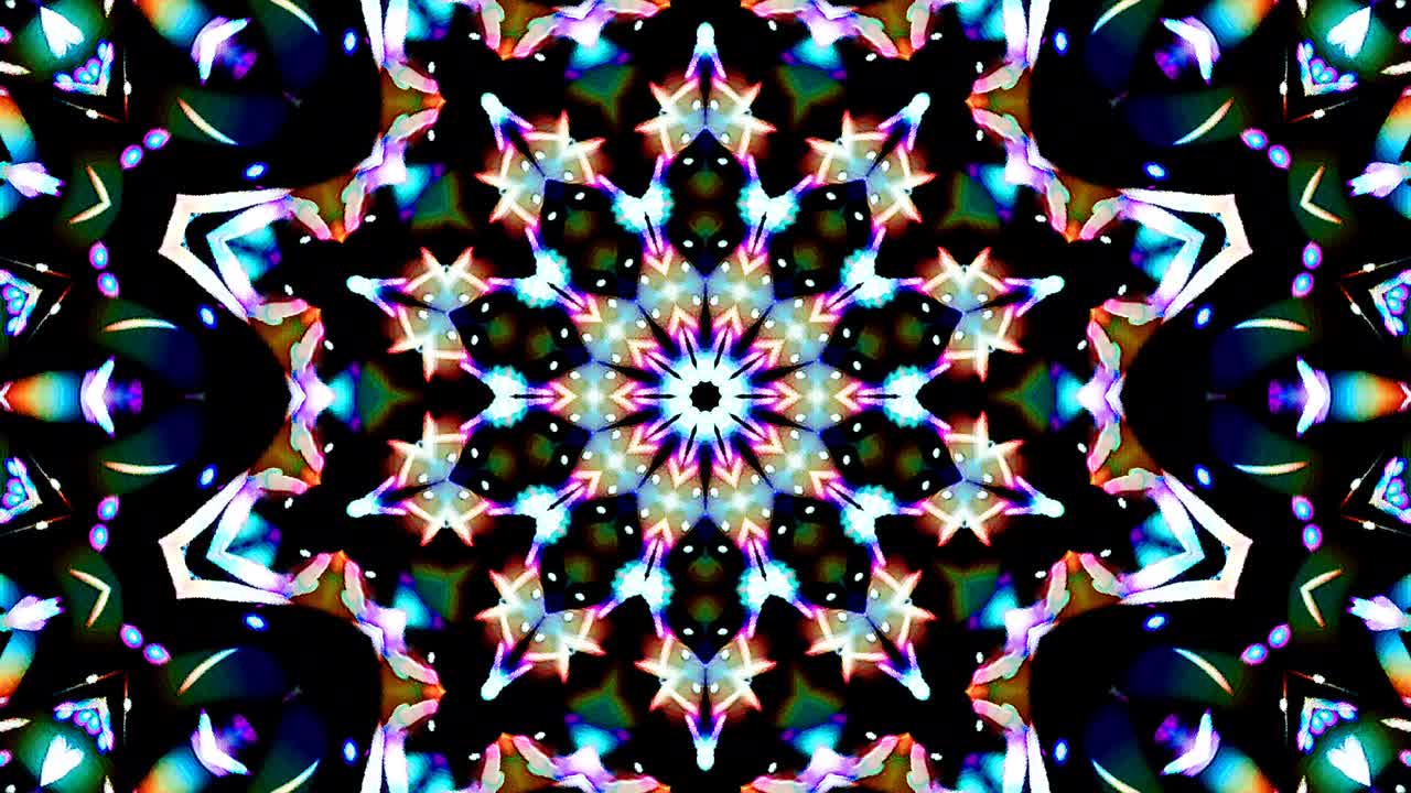 luz abstracta brillante que gobierna el color completo, caleidoscopio, fondo negro