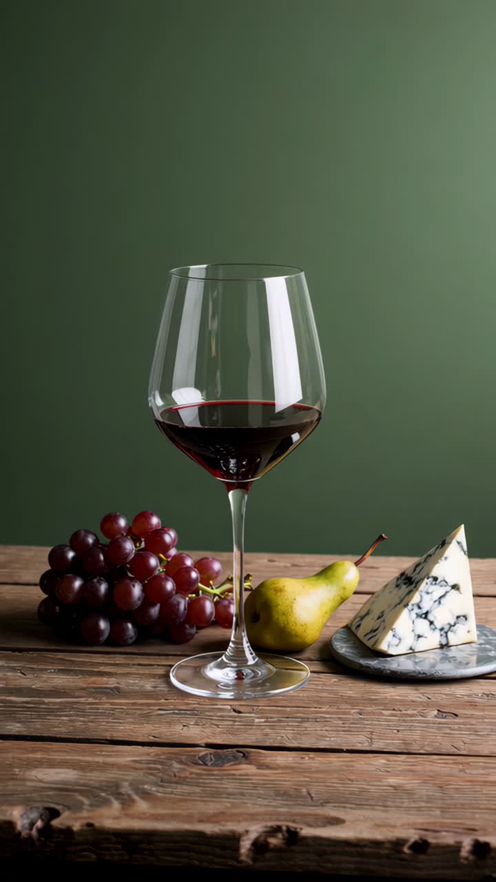 Wine, Cheese, and Fruit Still Life
