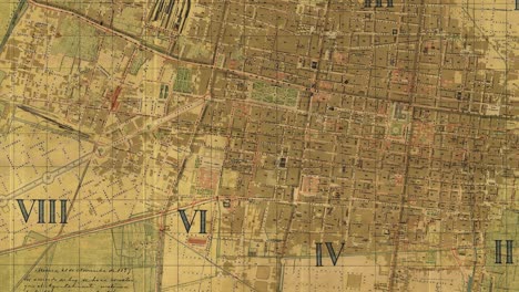 Antike-Karte-Von-Mexiko-Stadt-Aus-Dem-19.-Jahrhundert-In-Mexiko-Während-Porfiriato-Und-Seinen-Zügen
