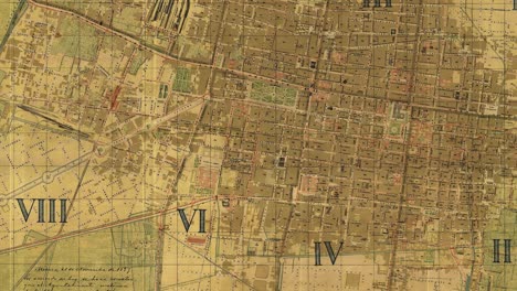 antique 19th century map of mexico city in mexico during porfiriato and its trains