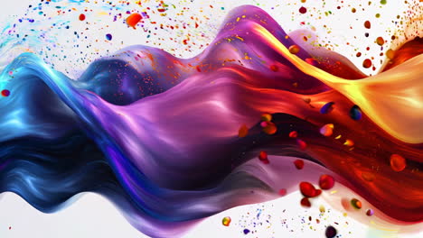 a colorful wave of water with a splash of red and orange. the colors are vibrant and the wave is flowing