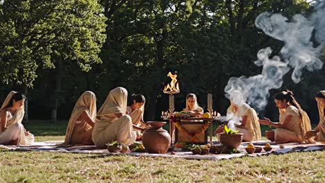 women in a religious ceremony