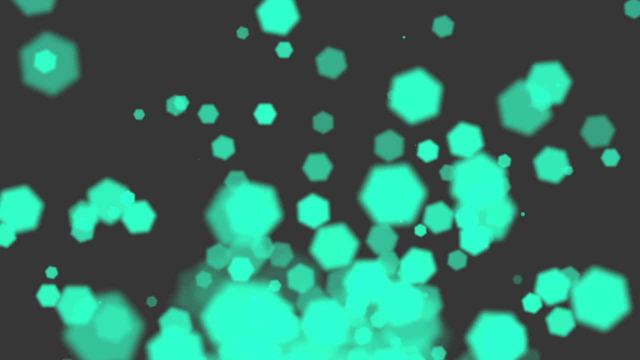 애니메이션은 반짝이는 배경 1에 추상 파란색 보케와 입자를 비행합니다.