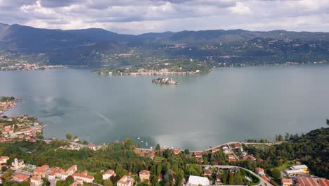 panoramic view from above of san giulio or saint julius island in italy