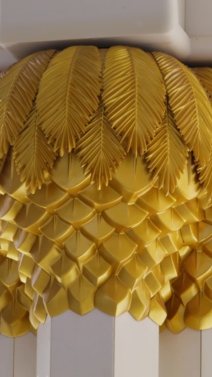 Golden Palm Leaf and Scaled Column Capital Ornament