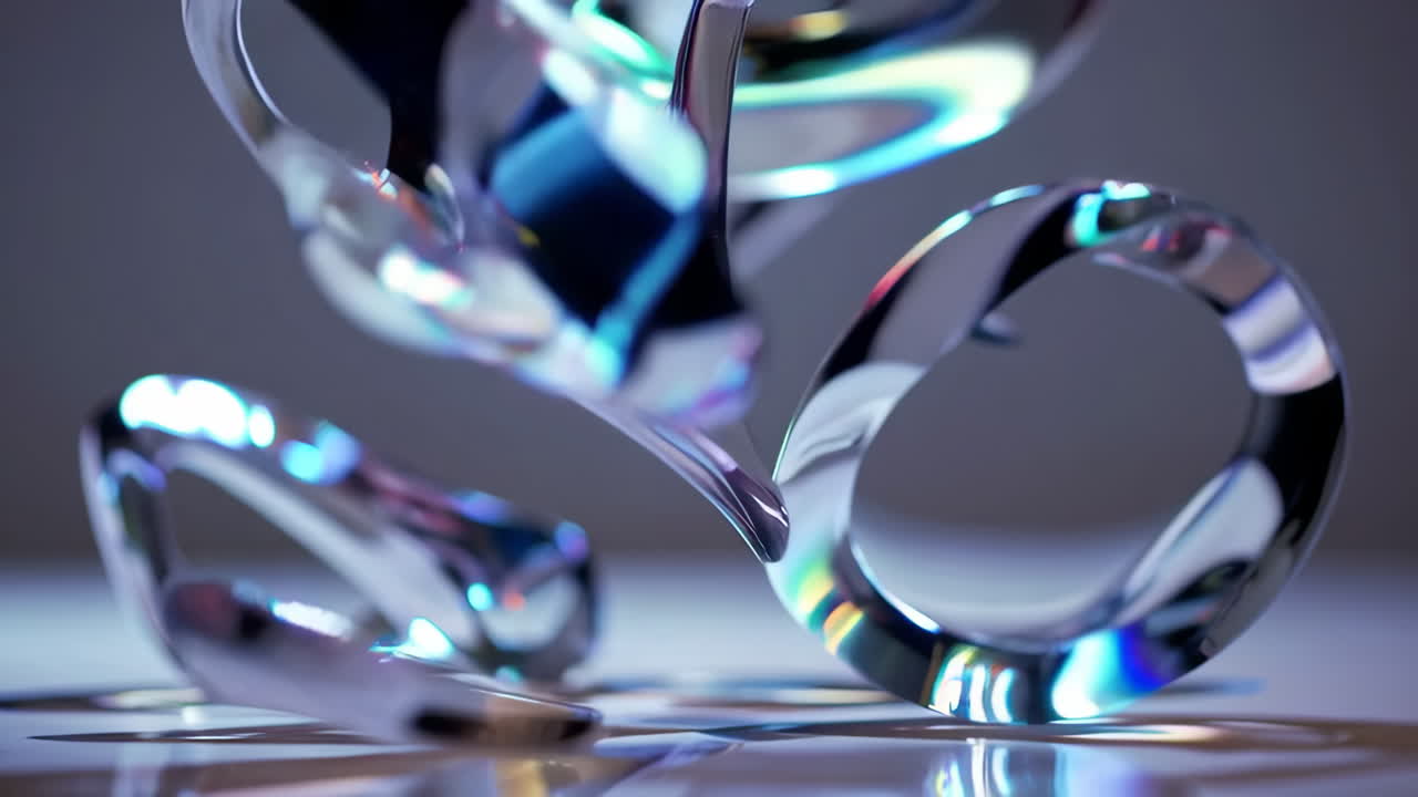 Abstract Glass Art with Iridescent Light